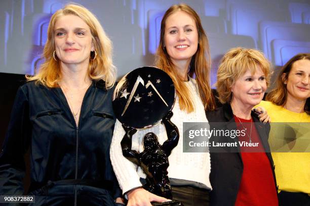 Director Eloise Lang receives the ""Public prize for "Larguees" with actresses Olivia Cote , Miou-Miou and Camille Cottin during the 21st Alpe D'Huez...