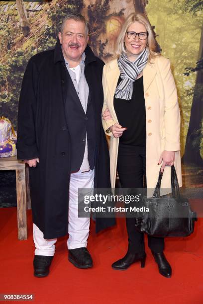 Joseph Hannesschlaeger and his girlfriend Bettina Geyer attend the 'Die kleine Hexe' Premiere at Mathaeser Filmpalast on January 21, 2018 in Munich,...