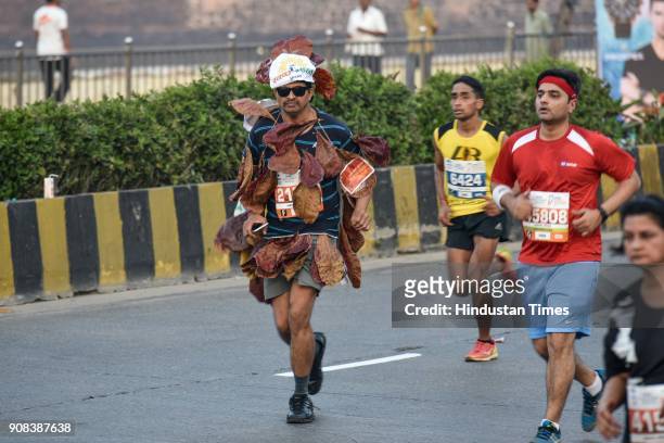 Participants during Mumbai Marathon 2018 at Kemps Corner, Haji Ali on January 21, 2018 in Mumbai, India.