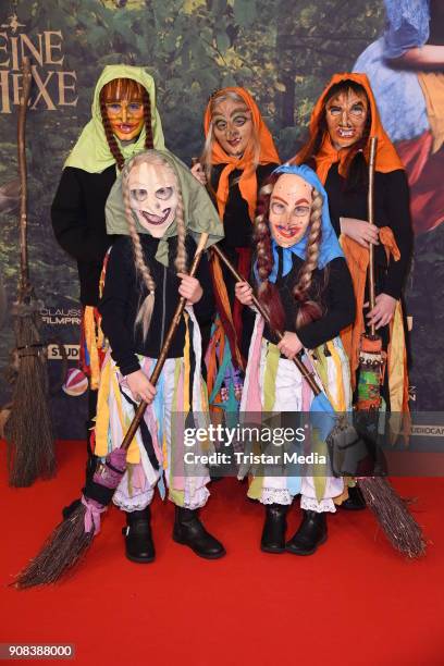 Little witches attend the 'Die kleine Hexe' Premiere at Mathaeser Filmpalast on January 21, 2018 in Munich, Germany.