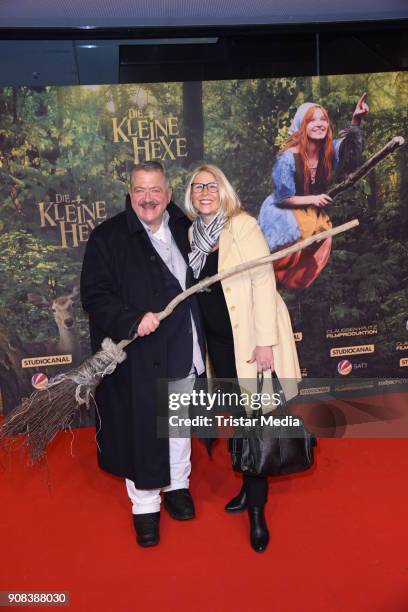 Joseph Hannesschlaeger and his girlfriend Bettina Geyer attend the 'Die kleine Hexe' Premiere at Mathaeser Filmpalast on January 21, 2018 in Munich,...