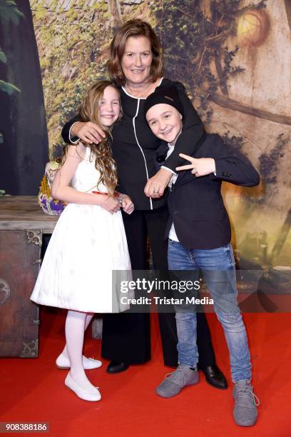 Luis Vorbach, Suzanne von Borsody and Momo Beier attend the 'Die kleine Hexe' Premiere at Mathaeser Filmpalast on January 21, 2018 in Munich, Germany.