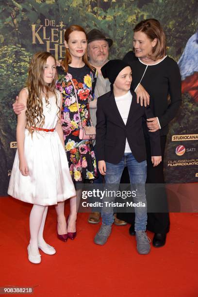 Luis Vorbach, Karoline Herfurth, Suzanne von Borsody, Momo Beier and Axel Prahl attends the 'Die kleine Hexe' Premiere at Mathaeser Filmpalast on...