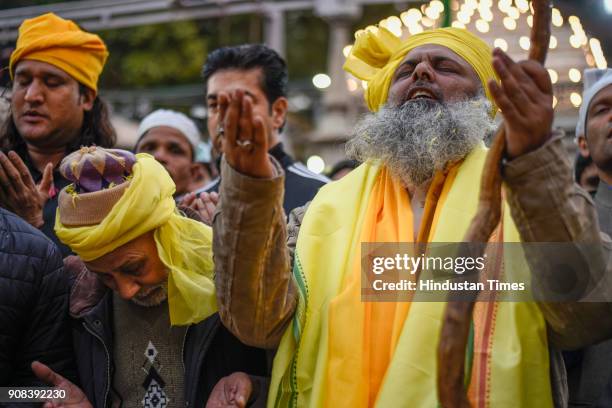 Nizamuddin Dargah embraces yellow to celebrate Sufi Basant, on January 21, 2018 in New Delhi, India. Special qawwali programmes are organised on this...