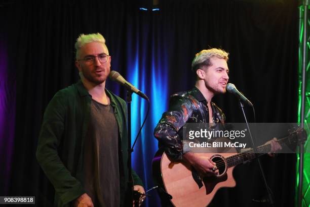 Nicholas Petricca and Kevin Ray of Walk The Moon perform at Radio 104.5 Performance Theater January 21, 2018 in Bala Cynwyd, Pennsylvania.
