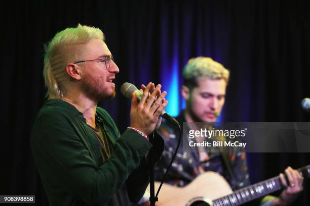 Nicholas Petricca and Kevin Ray of Walk The Moon perform at Radio 104.5 Performance Theater January 21, 2018 in Bala Cynwyd, Pennsylvania.