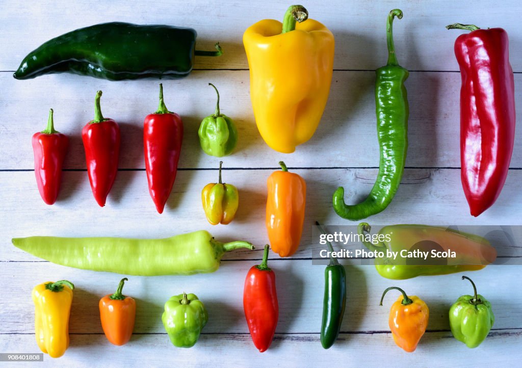 Variety of fresh peppers