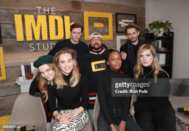 Odessa Young, Suki Waterhouse, Bill Skarsgard, Kevin Smith, Abra, Sam Levinson, and Hari Nef of 'Assassination Nation' attend The IMDb Studio and The...