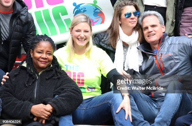 Tonya Pinkins, Laura Heywood, aka @BroadwayGirlNYC, Laurie Nowak and Michael Park attend Big Hug Day: Broadway comes together to spread kindness and...
