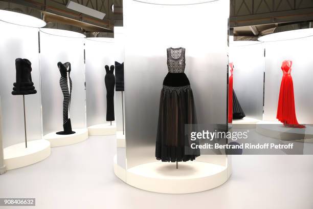 Illustration view of work of Azzedine Alaia during the "Azzedine Alaia : Je Suis Couturier" Exhibition as part of Paris Fashion Week. Held at...
