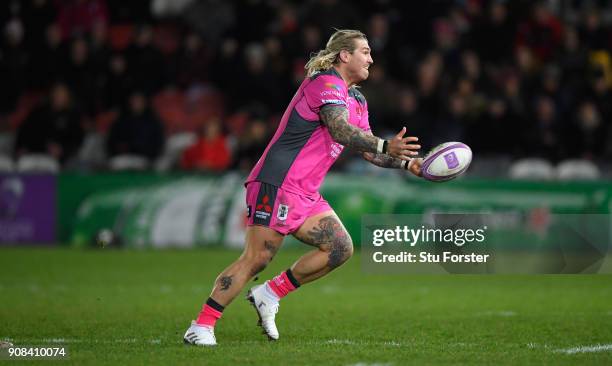 Richard Hibbard of Gloucester in action during the European Rugby Challenge Cup match between Gloucester and Section Paloise at Kingsholm on January...