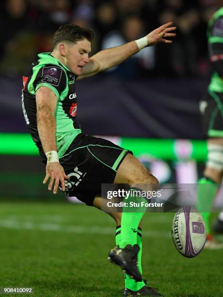 Colin Slade of Paloise in action during the European Rugby Challenge Cup match between Gloucester and Section Paloise at Kingsholm on January 19,...