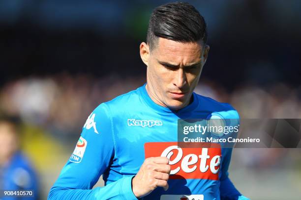 Jose Maria Callejon of Ssc Napoli in action during the Serie A football match between Atalanta Bergamasca Calcio and Ssc Napoli. Ssc Napoli wins 1-0...