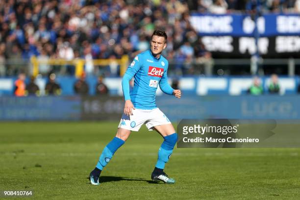 Piotr Zielinski of Ssc Napoli in action during the Serie A football match between Atalanta Bergamasca Calcio and Ssc Napoli. Ssc Napoli wins 1-0 over...