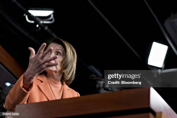 House Minority Leader Nancy Pelosi, a Democrat from California, speaks during a news conference on Capitol Hill in Washington, D.C., U.S., on Sunday,...