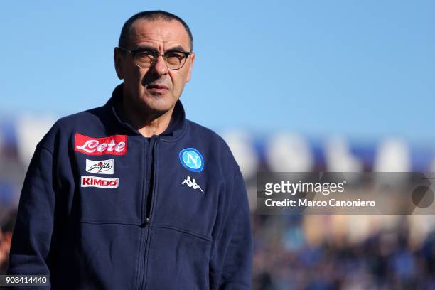 Maurizio Sarri, head coach of Ssc Napoli, looks on before the Serie A football match between Atalanta Bergamasca Calcio and Ssc Napoli. Ssc Napoli...