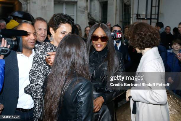 Farida Khelfa, Naomi Campbell and Aurelie Filippetti attend the "Azzedine Alaia : Je Suis Couturier" Exhibition as part of Paris Fashion Week. Held...
