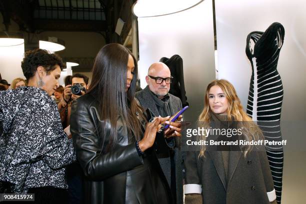 Model Naomi Campbell and Miroslava Duma attend the "Azzedine Alaia : Je Suis Couturier" Exhibition as part of Paris Fashion Week. Held at "Azzedine...