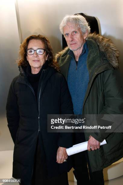 Journalist Colombe Pringle and actor Mathieu Carriere attend the "Azzedine Alaia : Je Suis Couturier" Exhibition as part of Paris Fashion Week. Held...