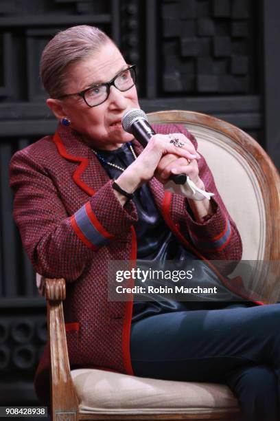 Associate Justice of the Supreme Court of the United States Ruth Bader Ginsburg speaks during the Cinema Cafe with Justice Ruth Bader Ginsburg and...