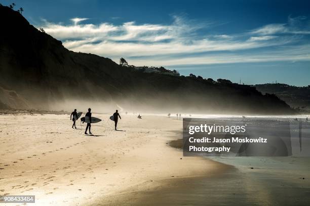 surfers on la jolla beach california - california beach surf stock pictures, royalty-free photos & images