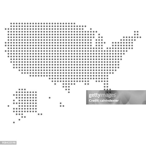 usa spotted map - united states map black and white stock illustrations