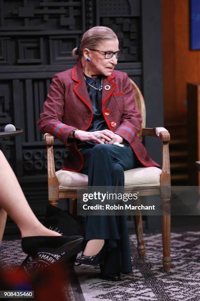 Associate Justice of the Supreme Court of the United States Ruth Bader Ginsburg speaks during the Cinema Cafe with Justice Ruth Bader Ginsburg and...