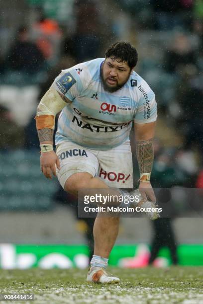 Ben Tameifuna of Racing 92 during the European Rugby Champions Cup match between Leicester Tigers and Racing 92 at Welford Road on January 21, 2018...