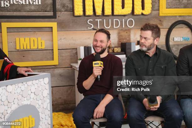 Director Alexandre Espigares and actor Nick Offerman of 'White Fang' attend The IMDb Studio and The IMDb Show on Location at The Sundance Film...