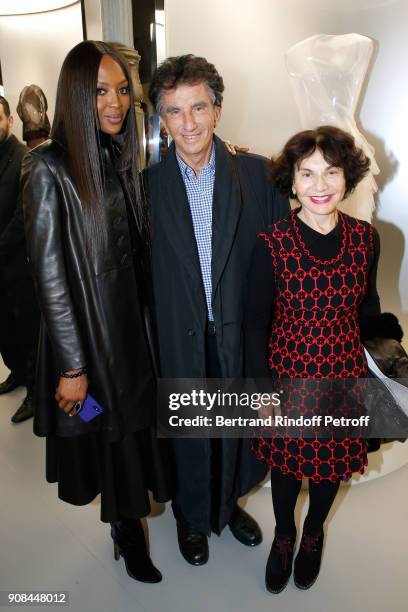 Naomi Campbell, Jack lang and his wife Monique attend the "Azzedine Alaia : Je Suis Couturier" Exhibition as part of Paris Fashion Week. Held at...