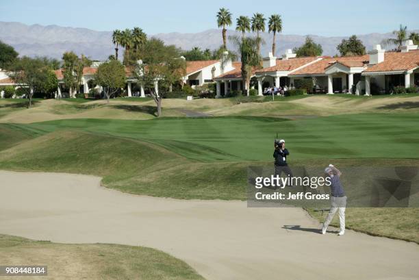 Martin Piller plays his shot out of the bunker on the eighth hole during the final round of the CareerBuilder Challenge at the TPC Stadium Course at...