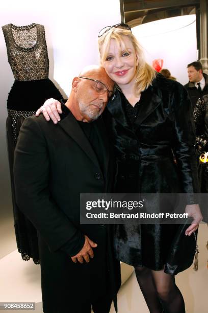 Courtney Love and Jean-Baptiste Mondino attend the "Azzedine Alaia : Je Suis Couturier" Exhibition as part of Paris Fashion Week. Held at "Azzedine...