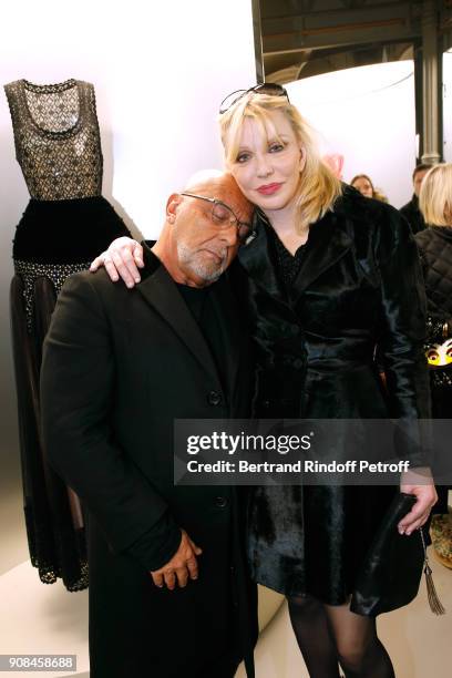 Courtney Love and Jean-Baptiste Mondino attend the "Azzedine Alaia : Je Suis Couturier" Exhibition as part of Paris Fashion Week. Held at "Azzedine...