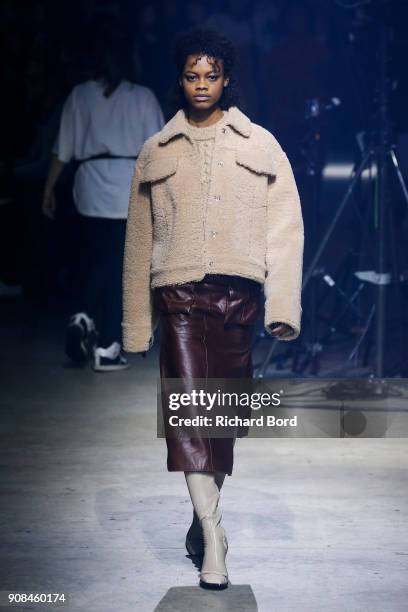 Model walks the runway during the Kenzo Menswear Fall/Winter 2018-2019 show as part of Paris Fashion Week on January 21, 2018 in Paris, France.