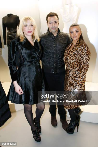 Courtney Love, Mohammed Al Turki and Fajer Fahad attend the "Azzedine Alaia : Je Suis Couturier" Exhibition as part of Paris Fashion Week. Held at...