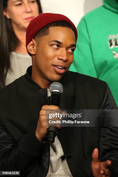 Kelvin Harrison Jr. And the cast of Monster participated in a live Q&A hosted by Stella Artois and Deadline.com at Cafe Artois during the Sundance...