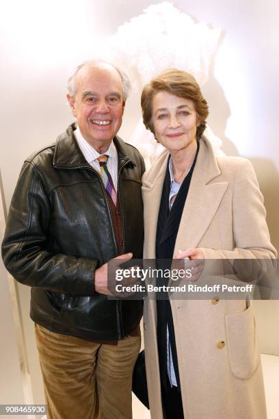 Frederic Mitterrand and Charlotte Rampling attend the "Azzedine Alaia : Je Suis Couturier" Exhibition as part of Paris Fashion Week. Held at...