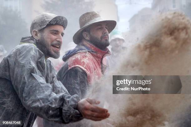 People takes part in the 'Sunday Fareleiro', on January 21, 2018 on Xinzo de Limia , Spain. This is the first day of carnaval in the village of Xinzo...