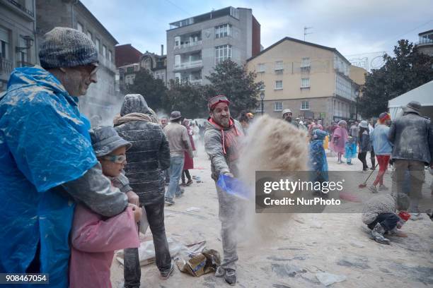 People takes part in the 'Sunday Fareleiro', on January 21, 2018 on Xinzo de Limia , Spain. This is the first day of carnaval in the village of Xinzo...