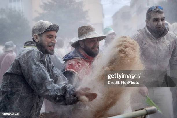 People takes part in the 'Sunday Fareleiro', on January 21, 2018 on Xinzo de Limia , Spain. This is the first day of carnaval in the village of Xinzo...