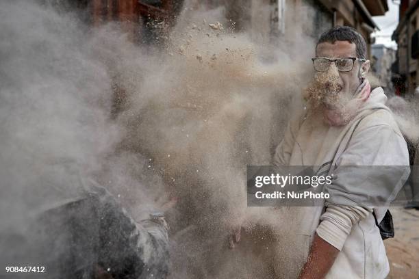 People takes part in the 'Sunday Fareleiro', on January 21, 2018 on Xinzo de Limia , Spain. This is the first day of carnaval in the village of Xinzo...