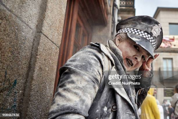 People takes part in the 'Sunday Fareleiro', on January 21, 2018 on Xinzo de Limia , Spain. This is the first day of carnaval in the village of Xinzo...