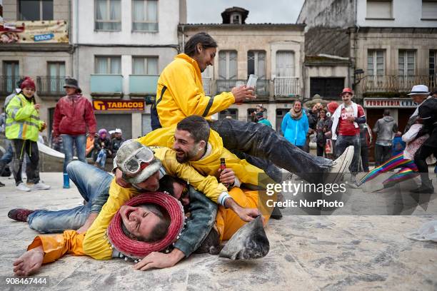 People takes part in the 'Sunday Fareleiro', on January 21, 2018 on Xinzo de Limia , Spain. This is the first day of carnaval in the village of Xinzo...