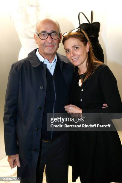 Didier Krzentowski and his wife Clemence attend the "Azzedine Alaia : Je Suis Couturier" Exhibition as part of Paris Fashion Week. Held at "Azzedine...