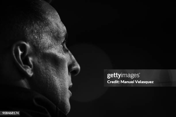 Christian Gimenez of Pachuca looks on during the 3rd round match between Pachuca and Lobos BUAP as part of the Torneo Clausura 2018 Liga MX at...