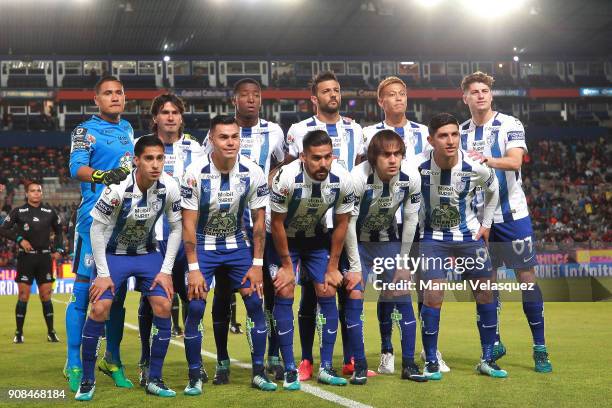Players of Pachuca pose prior the 3rd round match between Pachuca and Lobos BUAP as part of the Torneo Clausura 2018 Liga MX at Hidalgo Stadium on...