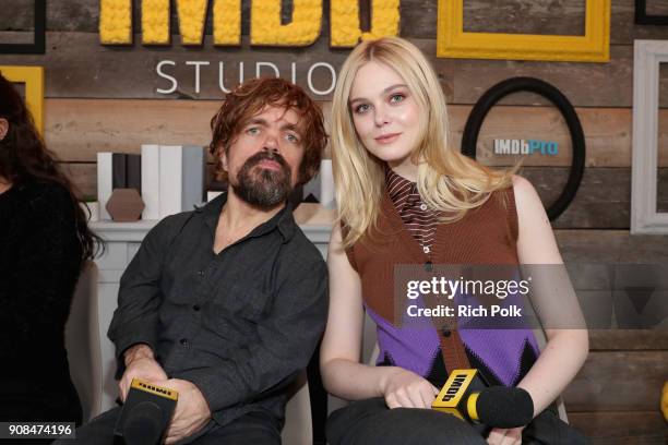 Actors Peter Dinklage and Elle Fanning of 'I Think We're Alone Now' attend The IMDb Studio and The IMDb Show on Location at The Sundance Film...