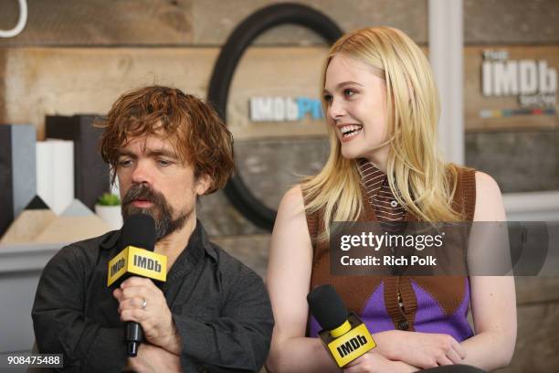 Actors Peter Dinklage and Elle Fanning of 'I Think We're Alone Now' attend The IMDb Studio and The IMDb Show on Location at The Sundance Film...