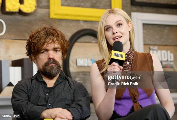 Actors Peter Dinklage and Elle Fanning of 'I Think We're Alone Now' attend The IMDb Studio and The IMDb Show on Location at The Sundance Film...