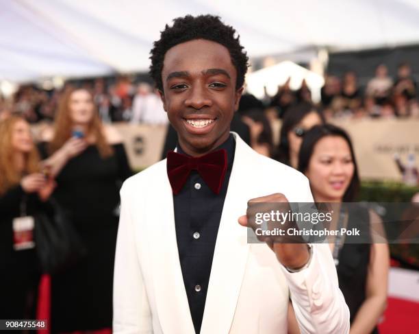 Actor Caleb McLaughlin attends the 24th Annual Screen Actors Guild Awards Trophy Room at The Shrine Auditorium on January 21, 2018 in Los Angeles,...